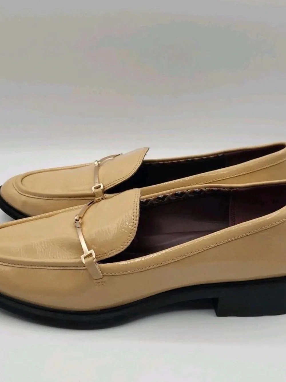 Men's Patent Leather Beige Loafers